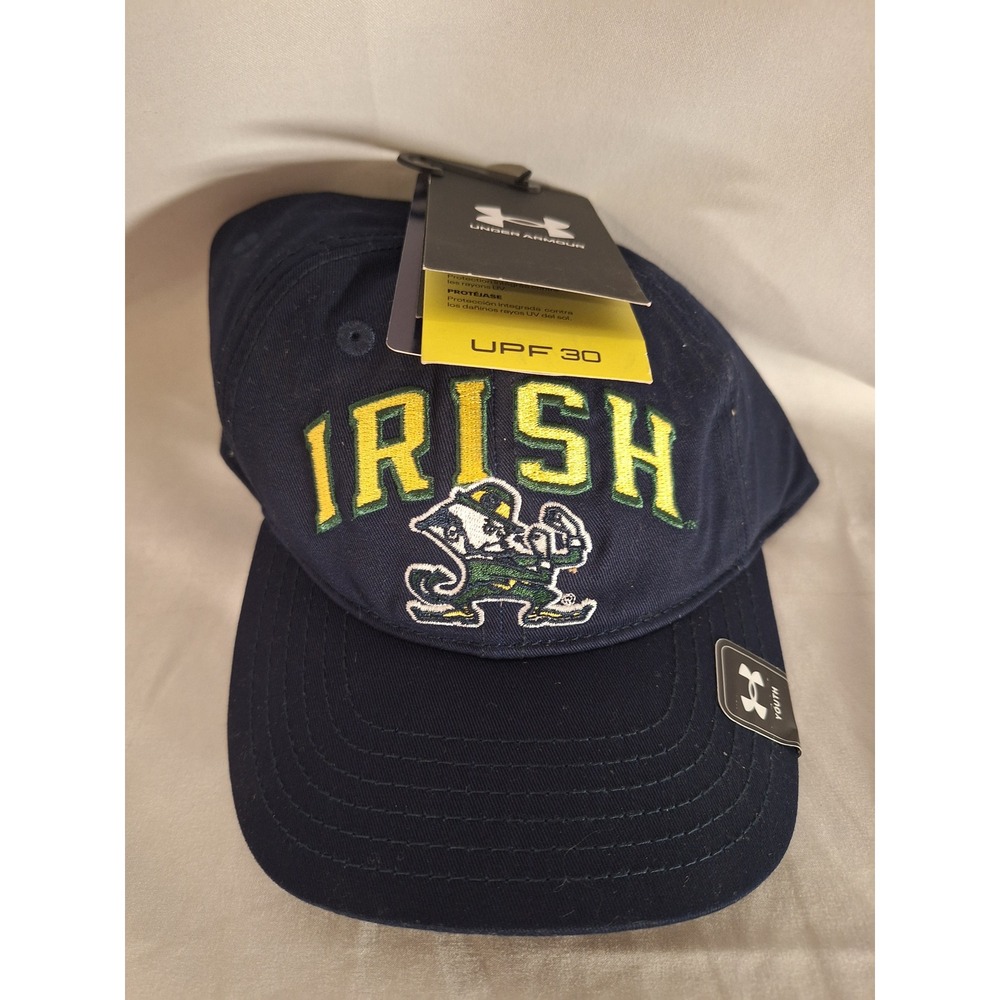 Under Armour Notre Dame Fighting Irish Youth Navy Blue Adjustable Hat UPF 30 NEW